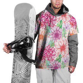 Накидка на куртку 3D с принтом Георгин и гербер , 100% полиэстер |  | Тематика изображения на принте: 