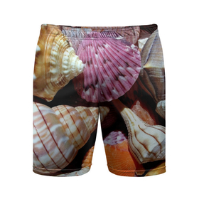 Мужские шорты спортивные с принтом Композиция из океанских ракушек в Санкт-Петербурге,  |  | Тематика изображения на принте: 