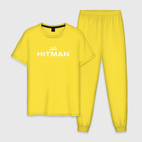 Мужская пижама хлопок с принтом Hitman   лого в Курске, 100% хлопок | брюки и футболка прямого кроя, без карманов, на брюках мягкая резинка на поясе и по низу штанин
 | 
