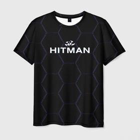 Мужская футболка 3D с принтом hitman соты неон в Екатеринбурге, 100% полиэфир | прямой крой, круглый вырез горловины, длина до линии бедер | Тематика изображения на принте: 