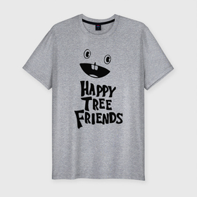 Мужская футболка хлопок Slim с принтом Happy Three Friends   LOGO в Санкт-Петербурге, 92% хлопок, 8% лайкра | приталенный силуэт, круглый вырез ворота, длина до линии бедра, короткий рукав | 