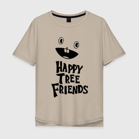 Мужская футболка хлопок Oversize с принтом Happy Three Friends   LOGO в Новосибирске, 100% хлопок | свободный крой, круглый ворот, “спинка” длиннее передней части | 
