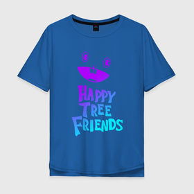 Мужская футболка хлопок Oversize с принтом Happy Three Friends   NEON в Кировске, 100% хлопок | свободный крой, круглый ворот, “спинка” длиннее передней части | 