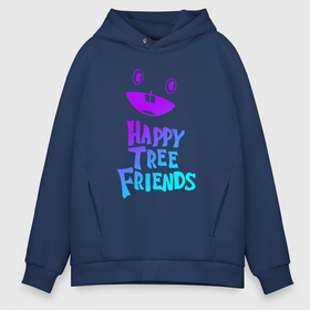 Мужское худи Oversize хлопок с принтом Happy Three Friends   NEON , френч-терри — 70% хлопок, 30% полиэстер. Мягкий теплый начес внутри —100% хлопок | боковые карманы, эластичные манжеты и нижняя кромка, капюшон на магнитной кнопке | 