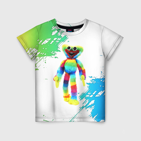 Детская футболка 3D с принтом Разноцветный Хагги Вагги в Тюмени, 100% гипоаллергенный полиэфир | прямой крой, круглый вырез горловины, длина до линии бедер, чуть спущенное плечо, ткань немного тянется | Тематика изображения на принте: 