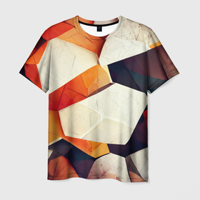 Мужская футболка 3D с принтом Объёмная геометрическая абстракция в Тюмени, 100% полиэфир | прямой крой, круглый вырез горловины, длина до линии бедер | Тематика изображения на принте: 