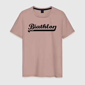 Мужская футболка хлопок с принтом Biathlon logo в Петрозаводске, 100% хлопок | прямой крой, круглый вырез горловины, длина до линии бедер, слегка спущенное плечо. | Тематика изображения на принте: 