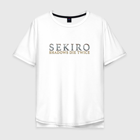 Мужская футболка хлопок Oversize с принтом Секиро лого в Петрозаводске, 100% хлопок | свободный крой, круглый ворот, “спинка” длиннее передней части | Тематика изображения на принте: 