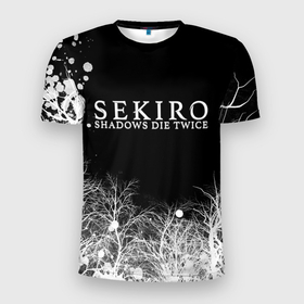 Мужская футболка 3D Slim с принтом Sekiro арт в Екатеринбурге, 100% полиэстер с улучшенными характеристиками | приталенный силуэт, круглая горловина, широкие плечи, сужается к линии бедра | Тематика изображения на принте: 