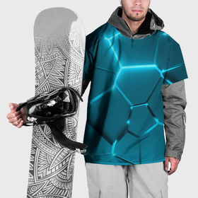 Накидка на куртку 3D с принтом Ледяные неоновые геометрические плиты в Белгороде, 100% полиэстер |  | 
