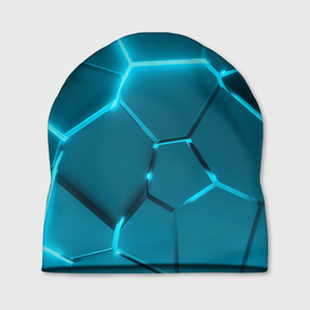 Шапка 3D с принтом Ледяные неоновые геометрические плиты в Белгороде, 100% полиэстер | универсальный размер, печать по всей поверхности изделия | 