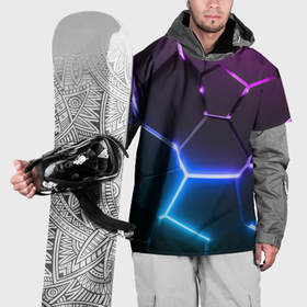 Накидка на куртку 3D с принтом Фиолетовый градиент   неоновые геометрические плиты в Новосибирске, 100% полиэстер |  | 