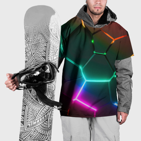 Накидка на куртку 3D с принтом Радужный градиент неоновые геометрические плиты в Тюмени, 100% полиэстер |  | Тематика изображения на принте: 