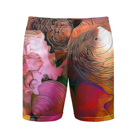 Мужские шорты спортивные с принтом Стилизованная композиция из океанских ракушек в Санкт-Петербурге,  |  | Тематика изображения на принте: 