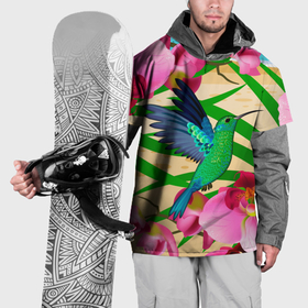 Накидка на куртку 3D с принтом Колибри и орхидеи в Курске, 100% полиэстер |  | 