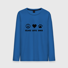 Мужской лонгслив хлопок с принтом Peace Love Dogs в Екатеринбурге, 100% хлопок |  | Тематика изображения на принте: 