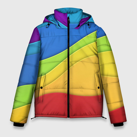 Мужская зимняя куртка 3D с принтом Семь цветов радуги в Курске, верх — 100% полиэстер; подкладка — 100% полиэстер; утеплитель — 100% полиэстер | длина ниже бедра, свободный силуэт Оверсайз. Есть воротник-стойка, отстегивающийся капюшон и ветрозащитная планка. 

Боковые карманы с листочкой на кнопках и внутренний карман на молнии. | 