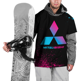 Накидка на куртку 3D с принтом Mitsubishi   neon gradient в Тюмени, 100% полиэстер |  | Тематика изображения на принте: 