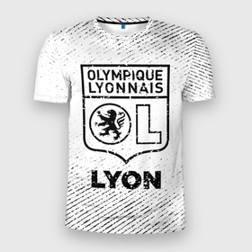 Мужская футболка 3D Slim с принтом Lyon с потертостями на светлом фоне в городе Новоалтайск, 100% полиэстер с улучшенными характеристиками | приталенный силуэт, круглая горловина, широкие плечи, сужается к линии бедра | 