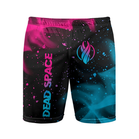 Мужские шорты спортивные с принтом Dead Space   neon gradient: символ и надпись вертикально ,  |  | 