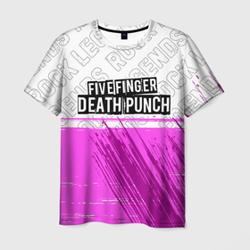Мужская футболка 3D с принтом Five Finger Death Punch rock legends: символ сверху в Екатеринбурге, 100% полиэфир | прямой крой, круглый вырез горловины, длина до линии бедер | Тематика изображения на принте: 