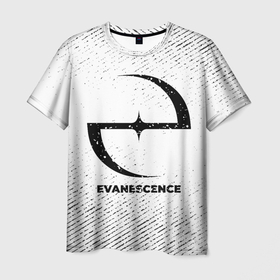 Мужская футболка 3D с принтом Evanescence с потертостями на светлом фоне в Екатеринбурге, 100% полиэфир | прямой крой, круглый вырез горловины, длина до линии бедер | Тематика изображения на принте: 