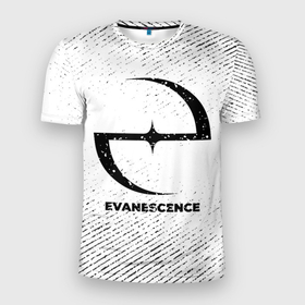 Мужская футболка 3D Slim с принтом Evanescence с потертостями на светлом фоне в Екатеринбурге, 100% полиэстер с улучшенными характеристиками | приталенный силуэт, круглая горловина, широкие плечи, сужается к линии бедра | Тематика изображения на принте: 