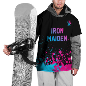 Накидка на куртку 3D с принтом Iron Maiden   neon gradient: символ сверху в Санкт-Петербурге, 100% полиэстер |  | 