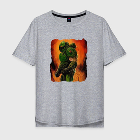 Мужская футболка хлопок Oversize с принтом Doomguy 8 bit , 100% хлопок | свободный крой, круглый ворот, “спинка” длиннее передней части | 