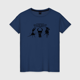 Женская футболка хлопок с принтом hollow knight   logo в Курске, 100% хлопок | прямой крой, круглый вырез горловины, длина до линии бедер, слегка спущенное плечо | 