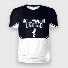 Мужская футболка 3D Slim с принтом Hollywood Undead краска в Новосибирске, 100% полиэстер с улучшенными характеристиками | приталенный силуэт, круглая горловина, широкие плечи, сужается к линии бедра | Тематика изображения на принте: 