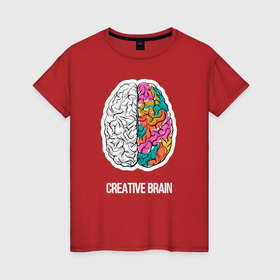 Женская футболка хлопок с принтом Creative Brain в Белгороде, 100% хлопок | прямой крой, круглый вырез горловины, длина до линии бедер, слегка спущенное плечо | 
