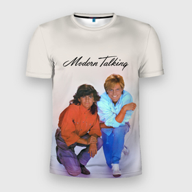 Мужская футболка 3D Slim с принтом Modern Talking : Thomas Anders and Dieter Bohlen , 100% полиэстер с улучшенными характеристиками | приталенный силуэт, круглая горловина, широкие плечи, сужается к линии бедра | Тематика изображения на принте: 