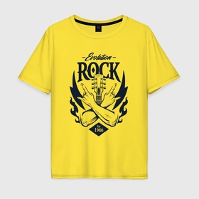 Мужская футболка хлопок Oversize с принтом Rock evolution в Тюмени, 100% хлопок | свободный крой, круглый ворот, “спинка” длиннее передней части | Тематика изображения на принте: 