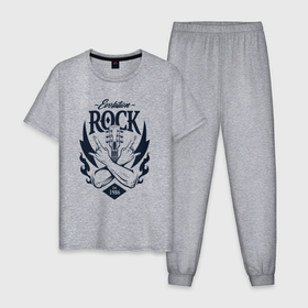 Мужская пижама хлопок с принтом Rock evolution в Санкт-Петербурге, 100% хлопок | брюки и футболка прямого кроя, без карманов, на брюках мягкая резинка на поясе и по низу штанин
 | 