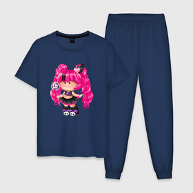 Мужская пижама хлопок с принтом Девочка гот в Тюмени, 100% хлопок | брюки и футболка прямого кроя, без карманов, на брюках мягкая резинка на поясе и по низу штанин
 | 