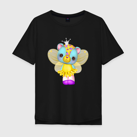 Мужская футболка хлопок Oversize с принтом Голубая медведица   фея в Кировске, 100% хлопок | свободный крой, круглый ворот, “спинка” длиннее передней части | 