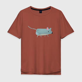 Мужская футболка хлопок Oversize с принтом Красивый мышонок в Тюмени, 100% хлопок | свободный крой, круглый ворот, “спинка” длиннее передней части | 