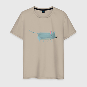 Мужская футболка хлопок с принтом Красивый мышонок в Кировске, 100% хлопок | прямой крой, круглый вырез горловины, длина до линии бедер, слегка спущенное плечо. | 