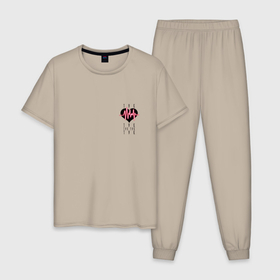 Мужская пижама хлопок с принтом Стук сердца кардиограмма в Тюмени, 100% хлопок | брюки и футболка прямого кроя, без карманов, на брюках мягкая резинка на поясе и по низу штанин
 | 