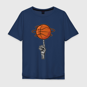 Мужская футболка хлопок Oversize с принтом Баскетбольный мяч на костлявой руке в Белгороде, 100% хлопок | свободный крой, круглый ворот, “спинка” длиннее передней части | Тематика изображения на принте: 