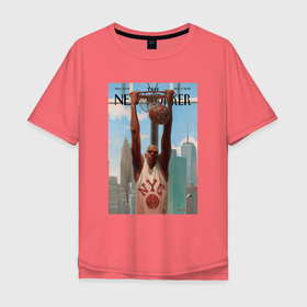 Мужская футболка хлопок Oversize с принтом Обложка журнала the New Yorker в Новосибирске, 100% хлопок | свободный крой, круглый ворот, “спинка” длиннее передней части | Тематика изображения на принте: 