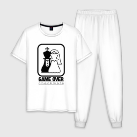 Мужская пижама хлопок с принтом Шах и мат игра окончена в Тюмени, 100% хлопок | брюки и футболка прямого кроя, без карманов, на брюках мягкая резинка на поясе и по низу штанин
 | 