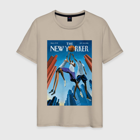 Мужская футболка хлопок с принтом Обложка журнала New Yorker в Белгороде, 100% хлопок | прямой крой, круглый вырез горловины, длина до линии бедер, слегка спущенное плечо. | 