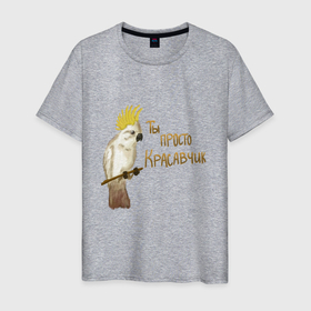 Мужская футболка хлопок с принтом Ты просто красавчик в Екатеринбурге, 100% хлопок | прямой крой, круглый вырез горловины, длина до линии бедер, слегка спущенное плечо. | 