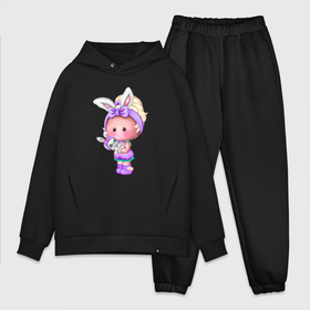 Мужской костюм хлопок OVERSIZE с принтом Милая девочка с зайчиком в Ханты-Майнсийске,  |  | Тематика изображения на принте: 