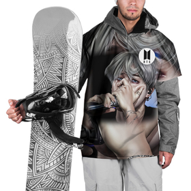 Накидка на куртку 3D с принтом BTS Jimin With Microphone в Курске, 100% полиэстер |  | Тематика изображения на принте: 