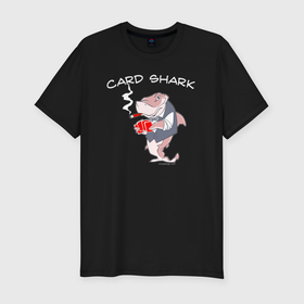 Мужская футболка хлопок Slim с принтом Карточная акула с сигарой в Тюмени, 92% хлопок, 8% лайкра | приталенный силуэт, круглый вырез ворота, длина до линии бедра, короткий рукав | Тематика изображения на принте: 