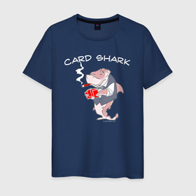 Мужская футболка хлопок с принтом Карточная акула с сигарой в Екатеринбурге, 100% хлопок | прямой крой, круглый вырез горловины, длина до линии бедер, слегка спущенное плечо. | Тематика изображения на принте: 