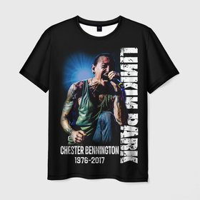Мужская футболка 3D с принтом Linkin Park Chester в Санкт-Петербурге, 100% полиэфир | прямой крой, круглый вырез горловины, длина до линии бедер | 